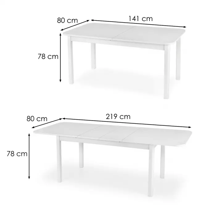 Kinyitható asztalok  Florian 141/219x80cm Płyta/Mdf – Fehér