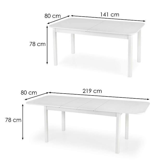 Kinyitható asztalok  Florian 141/219x80cm Płyta/Mdf – Fehér
