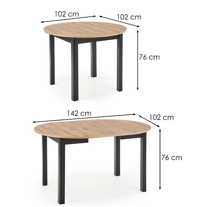 Asztal Ringo 102/142 Płyta/Mdf – Tölgy Artisan/Fekete,4