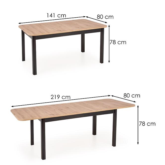 Kinyitható asztalok  Florian 141/219x80cm Płyta/Mdf – Tölgy Artisan/Fekete