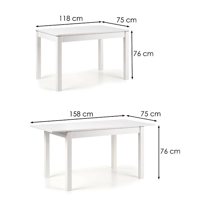 Asztal Maurycy 118/158 Płyta/Abs/Mdf – Fehér