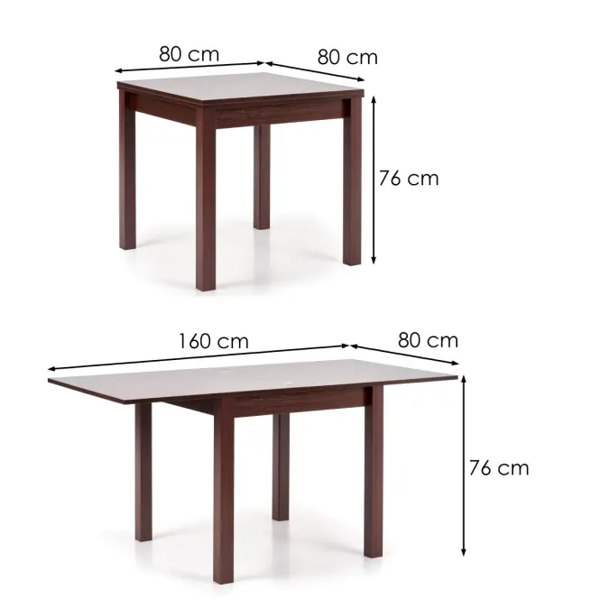 Kinyitható asztalok  Gracjan 80/160x80cm Płyta/Abs/Mdf – Sötét Dió