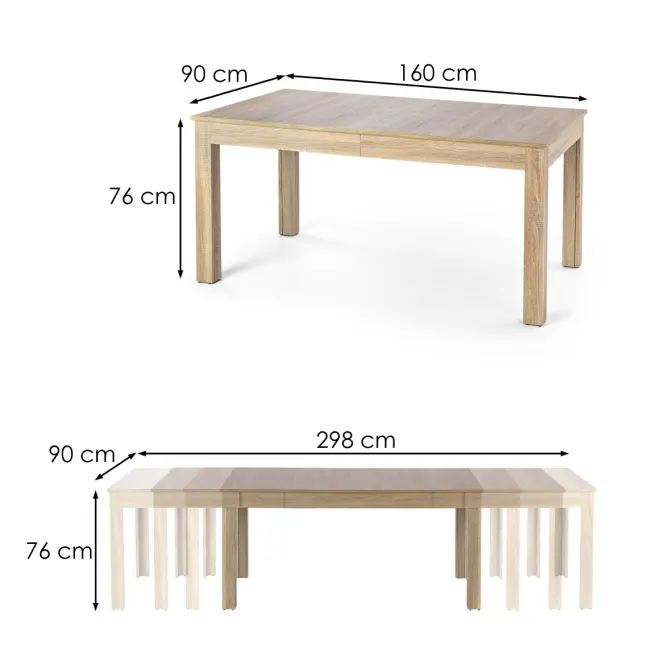 Asztal Seweryn 160/298 Płyta/Abs/Mdf – Tölgy Sonoma