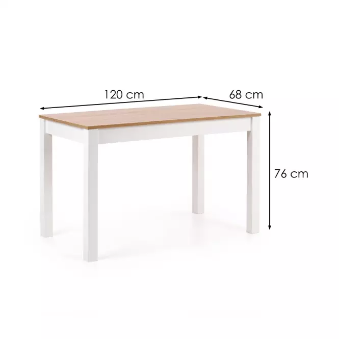 Asztal Ksawery 120x68 Płyta/Abs/Mdf – Tölgy Sonoma/Fehér
