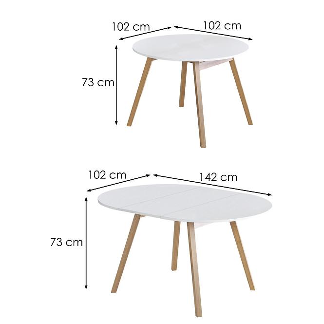 Asztal Ruben 102/142 Płyta/Faipari – Fehér Mat/Tölgy Midowy,3