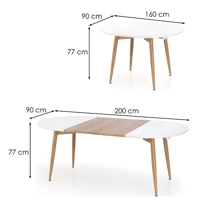 Kinyitható asztalok  Caliber 160/200x90cm Fehér Mat/Tölgy San Remo/Természetes,3
