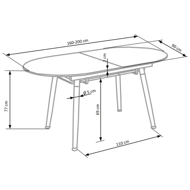 Kinyitható asztalok  Caliber 160/200x90cm Fehér Mat/Tölgy San Remo/Természetes