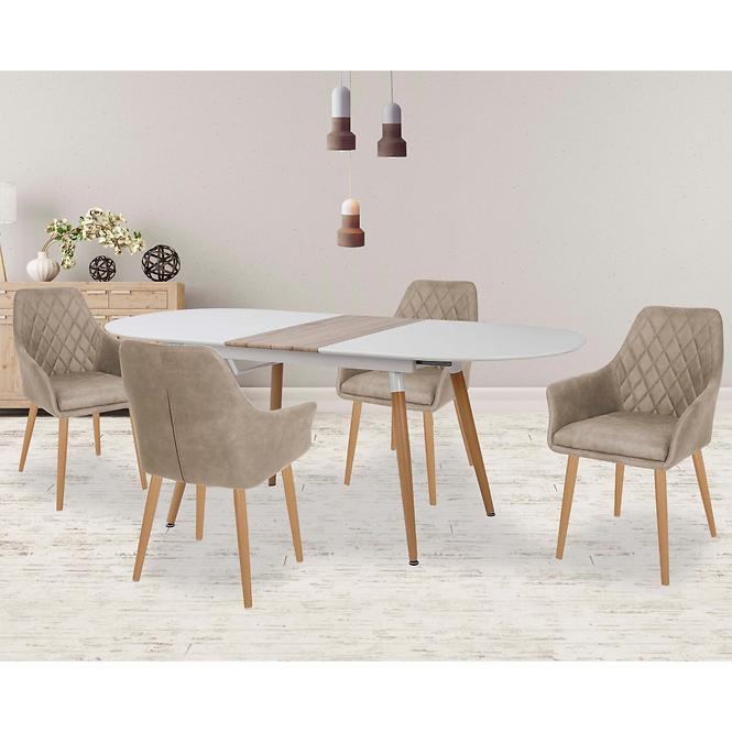 Kinyitható asztalok  Caliber 160/200x90cm Fehér Mat/Tölgy San Remo/Természetes