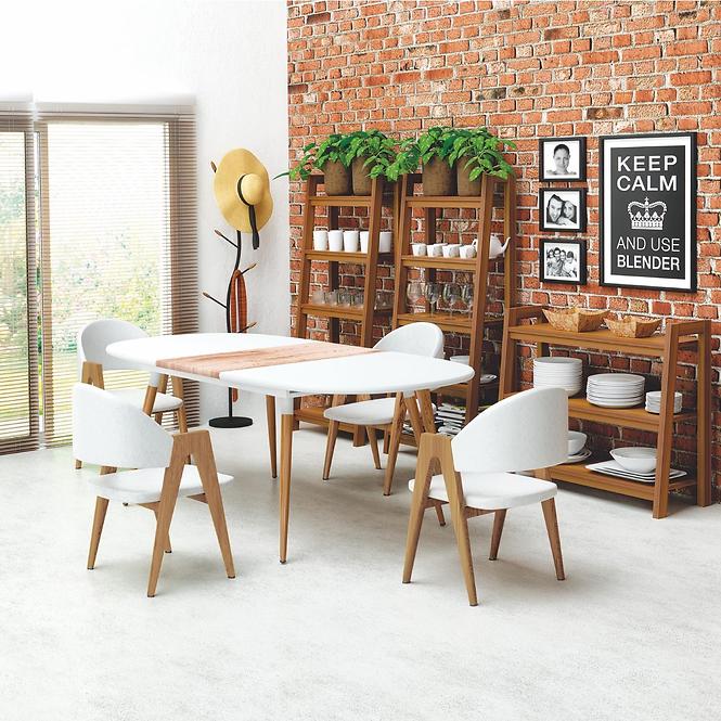 Kinyitható asztalok  Caliber 160/200x90cm Fehér Mat/Tölgy San Remo/Természetes