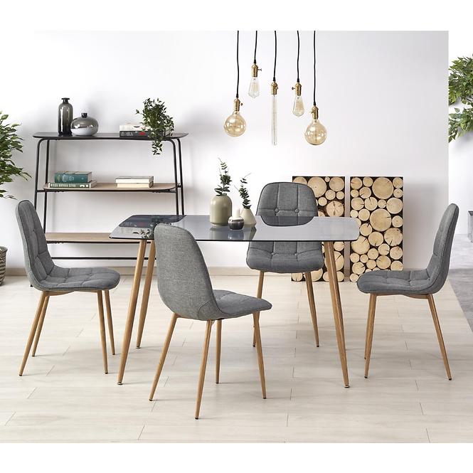 Asztal Next 130x80 Üveg/Acél – Dymiony/Tölgy Édesem