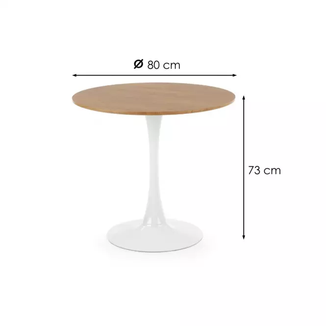 Asztal Sting 80 Mdf/Acél – Tölgy Aranysárga/Fehér