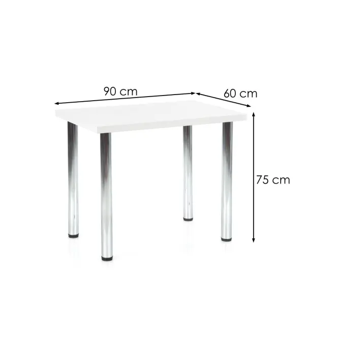 Asztal Modex A) 90x60 Płyta/Acél – Fehér Mat