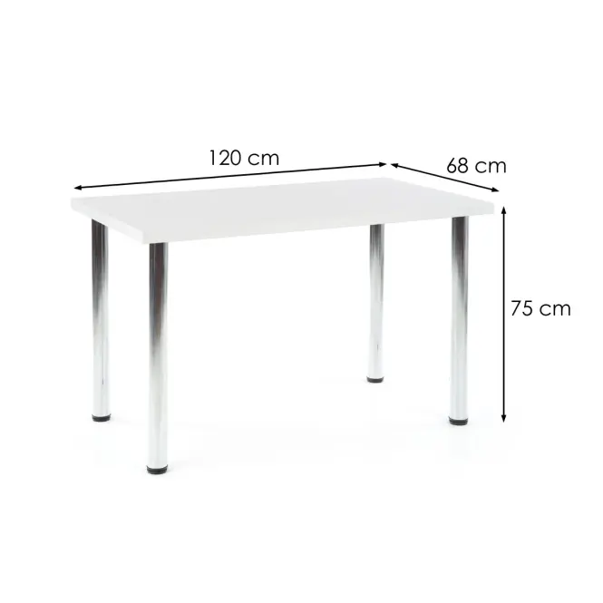 Asztal Modex B) 120x68 Płyta/Acél – Fehér Mat