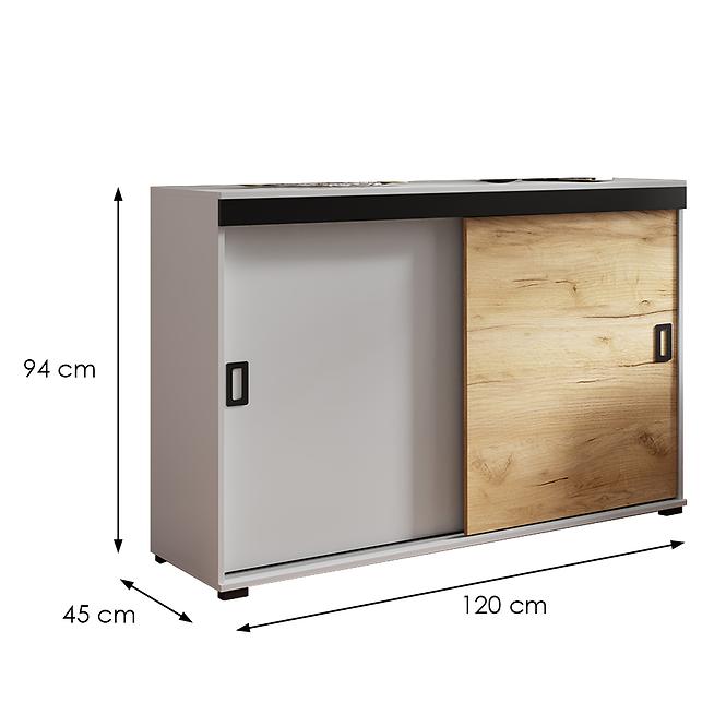 Komód Retro 120 Fehér/Craft +Fekete Fogantyúk,2