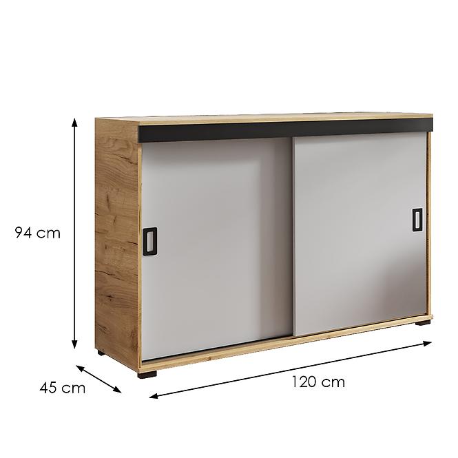 Komód Retro 120 Craft/Fehér + Fekete Fogantyúk,2