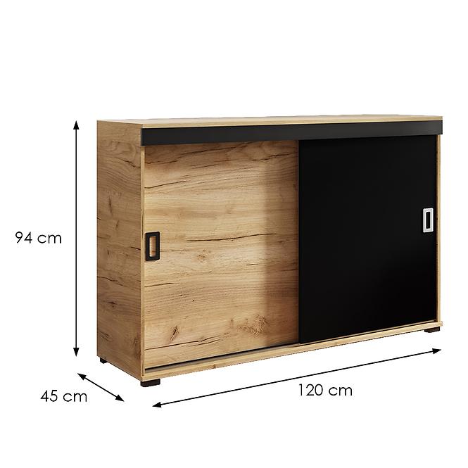Komód Retro 120 Craft/Fekete + Fogantyúk Fehér I Fekete,2