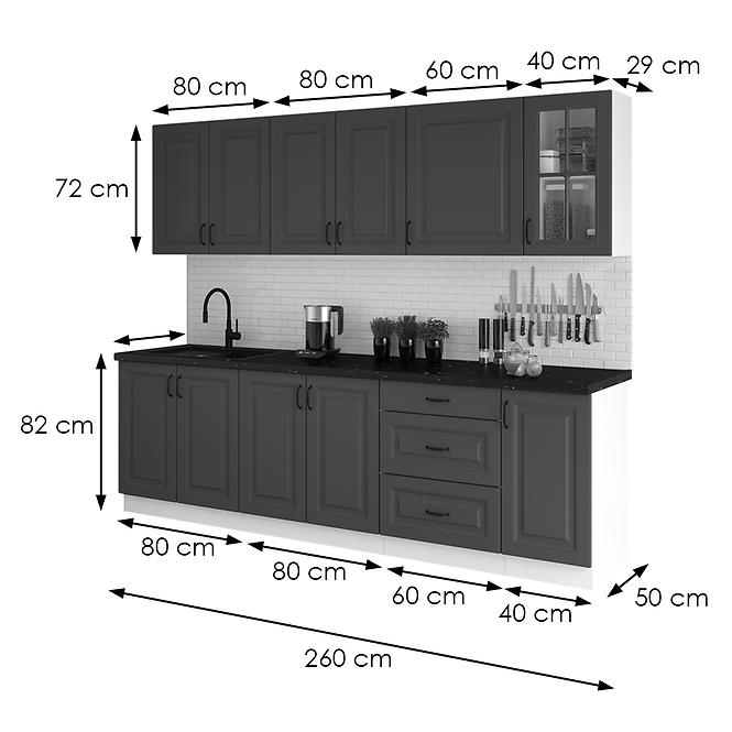 Konyhabútor Stilo grafit mat/fehér 260 BB