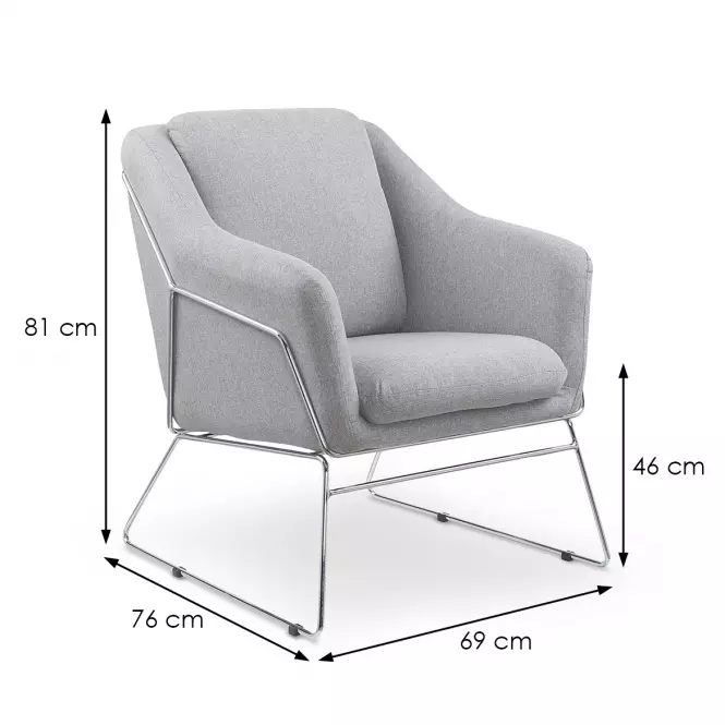 Fotel Soft fényes szürke/króm