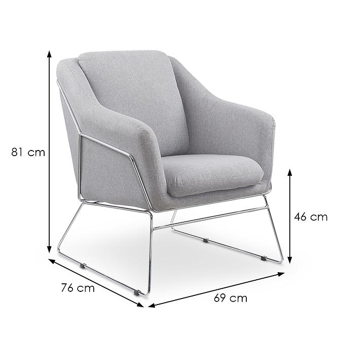 Fotel Soft fényes szürke/króm