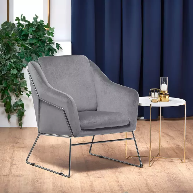 Fotel Soft fényes szürke/króm