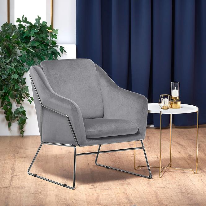 Fotel Soft fényes szürke/króm