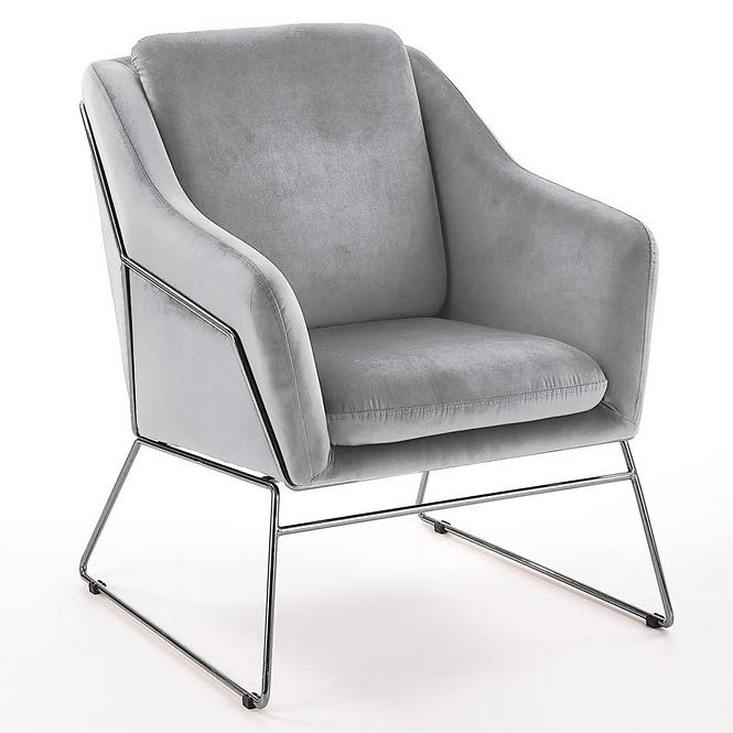 Fotel Soft fényes szürke/króm