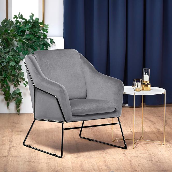 Fotel Soft 2 fényes szürke/fekete