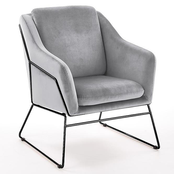 Fotel Soft 2 fényes szürke/fekete