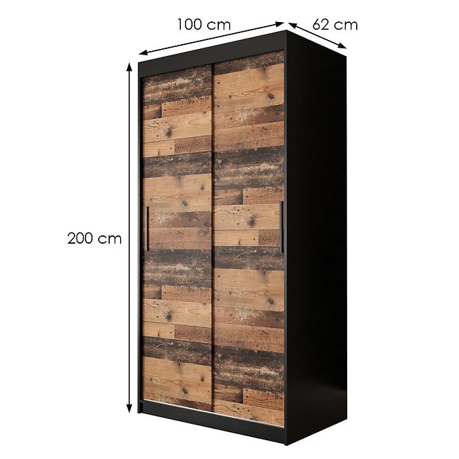 Szekrény Old Wood T 100 Fekete/Old Style,2