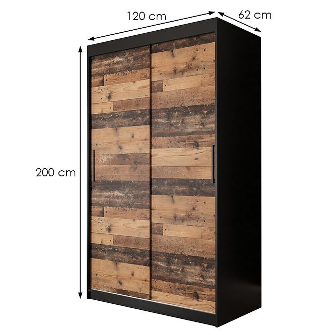 Szekrény Old Wood T 120 Fekete/Old Style,2