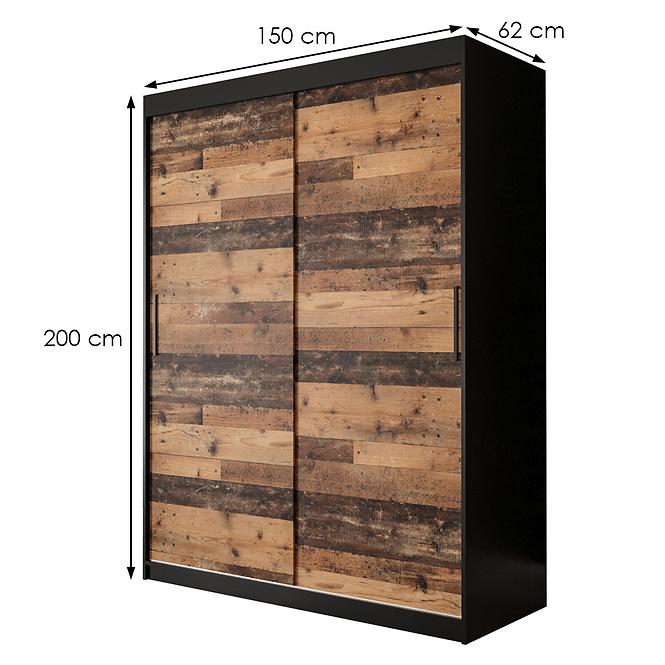 Szekrény Old Wood T 150 Fekete/Old Style