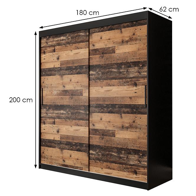 Szekrény Old Wood T 180 Fekete/Old Style,2