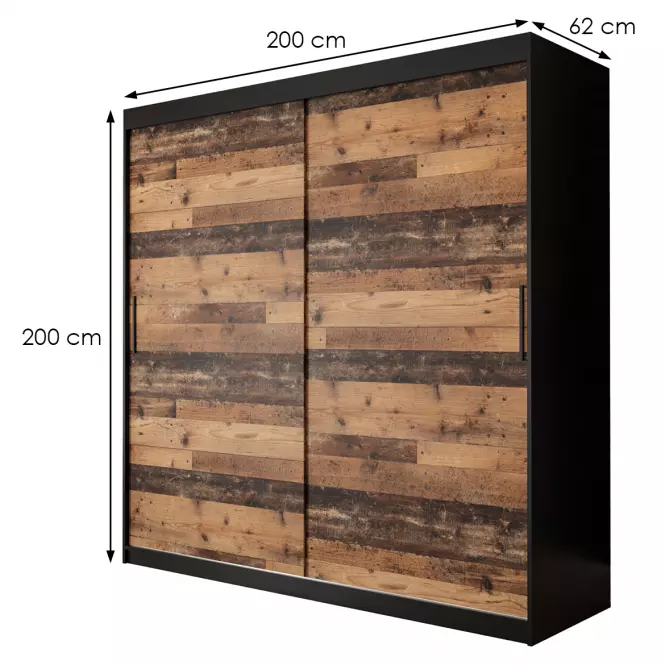 Szekrény Old Wood T 200 Fekete/Old Style