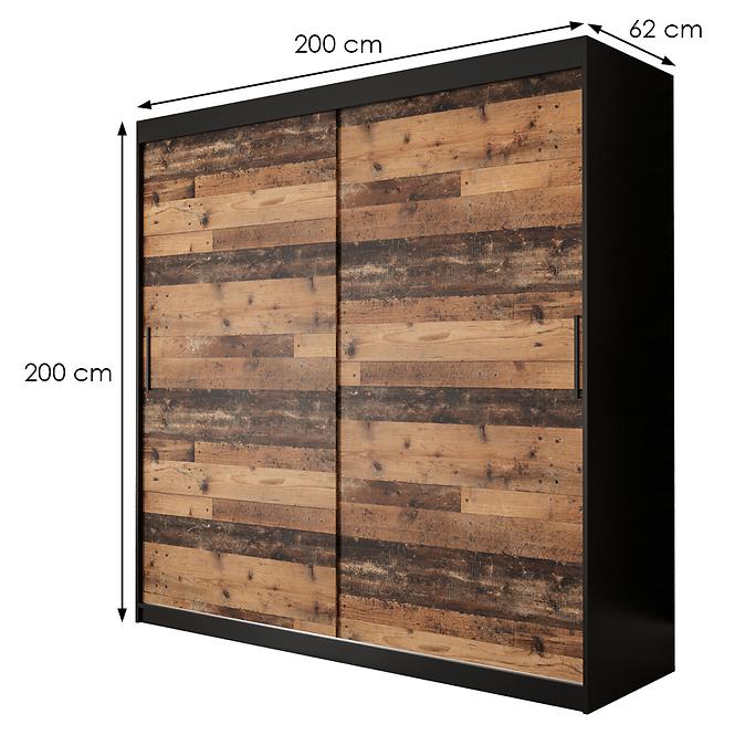 Szekrény Old Wood T 200 Fekete/Old Style