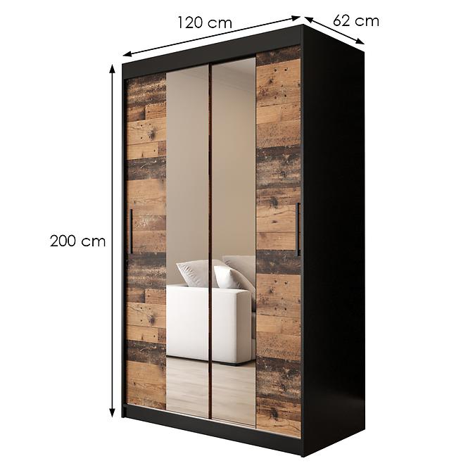 Szekrény Old Wood T1 120 Fekete/Old Style/Lustro