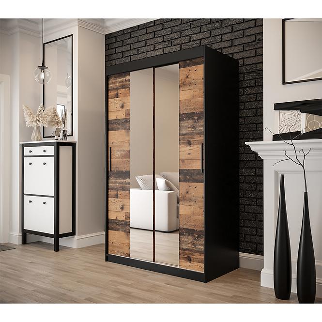 Szekrény Old Wood T1 120 Fekete/Old Style/Lustro,6