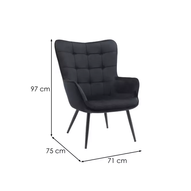 Fotel Jet Black Velvet 19,5