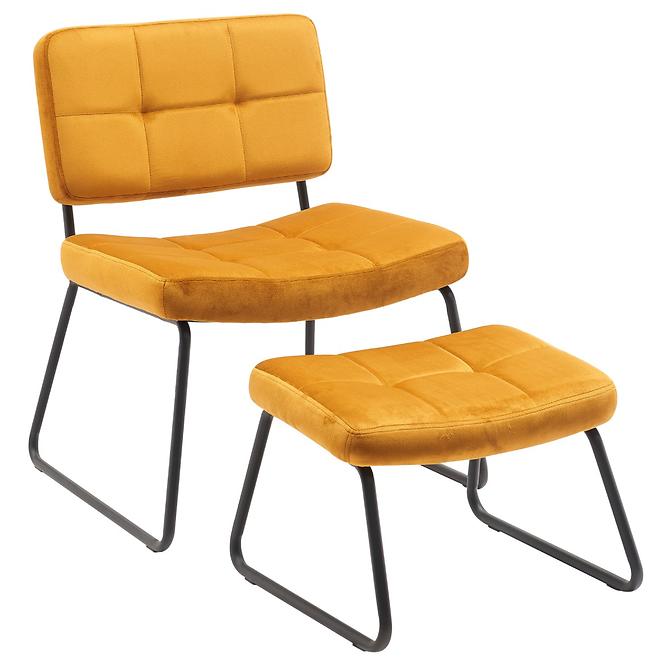 Fotel lábtartóval You&Me Yellow Velvet,2