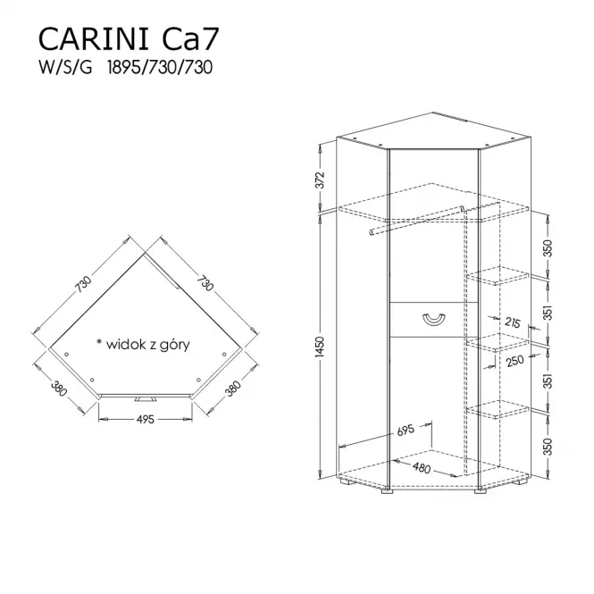 Sarokszekrény CA7 1D Carini,3