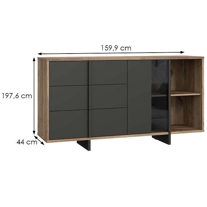 Komód Gudrid tölgy flagstaff/fekete,2