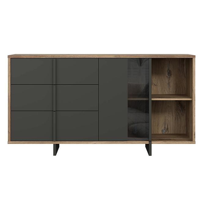 Komód Gudrid tölgy flagstaff/fekete,4