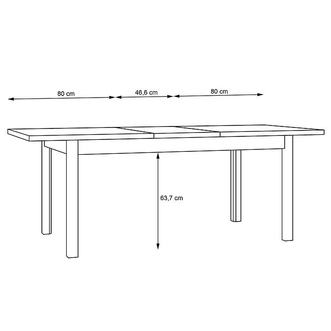 Kinyitható asztal Gudrid  160,4/207x90,2cm tölgy flagstaff/fekete
