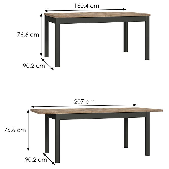 Kinyitható asztalok  Gudrid  160,4/207x90,2cm tölgy flagstaff/fekete