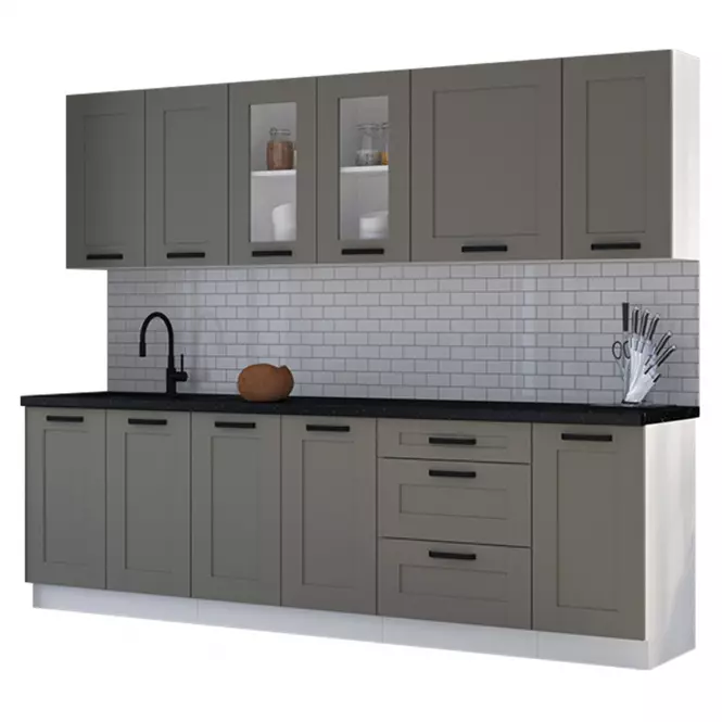 Konyhabútor Luna claygrey/fehér 260 munkalap nélkül