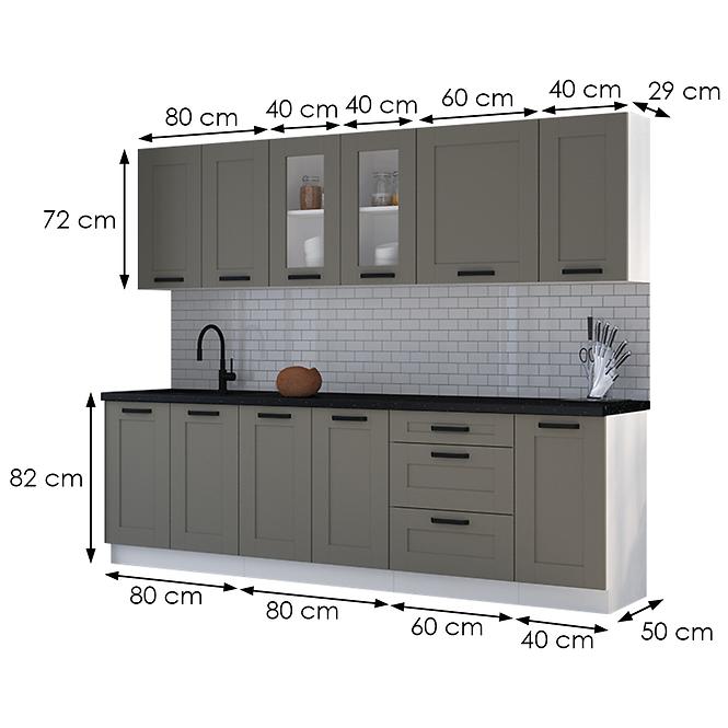 Konyhabútor Luna claygrey/fehér 260 munkalap nélkül,2