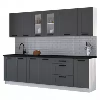 Konyhabútor Luna dustgrey/fehér 260 munkalap nélkül