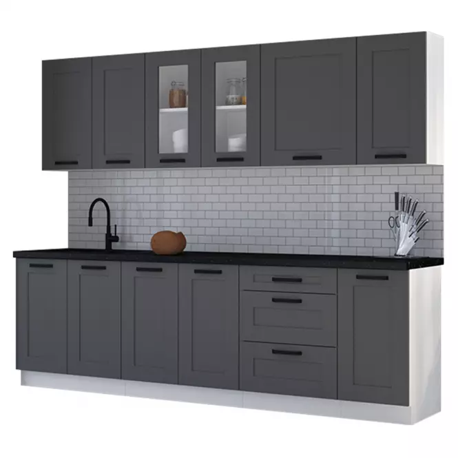 Konyhabútor Luna dustgrey/fehér 260 munkalap nélkül