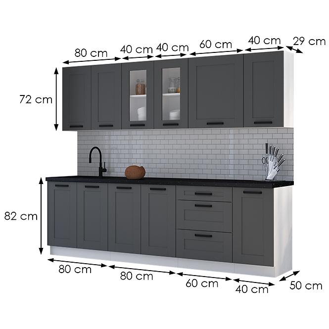Konyhabútor Luna dustgrey/fehér 260 munkalap nélkül,2