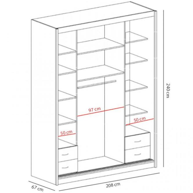 Szekrény Maciej 208 tükör kraft aranysárga