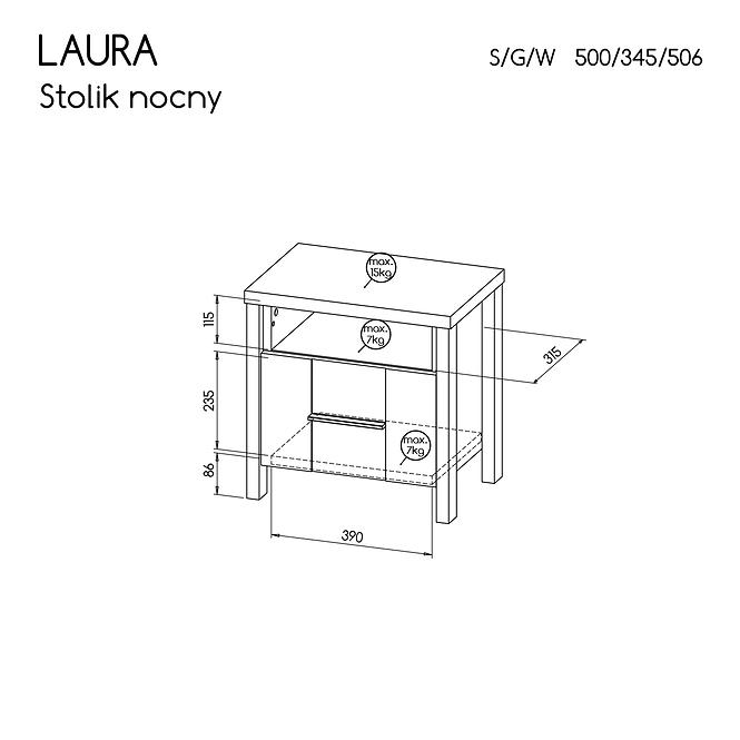 Éjjeliszekrény Laura Lau3 Antracyt,3